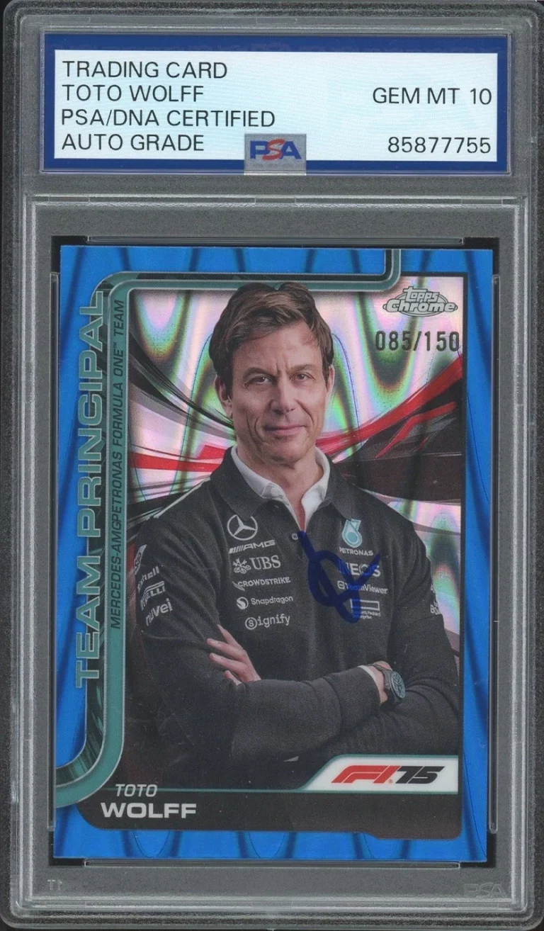 2025 Topps Chrome F1 Toto Wolff Signed Blue RayWave /150 PSA AUTO 10 MERCEDES