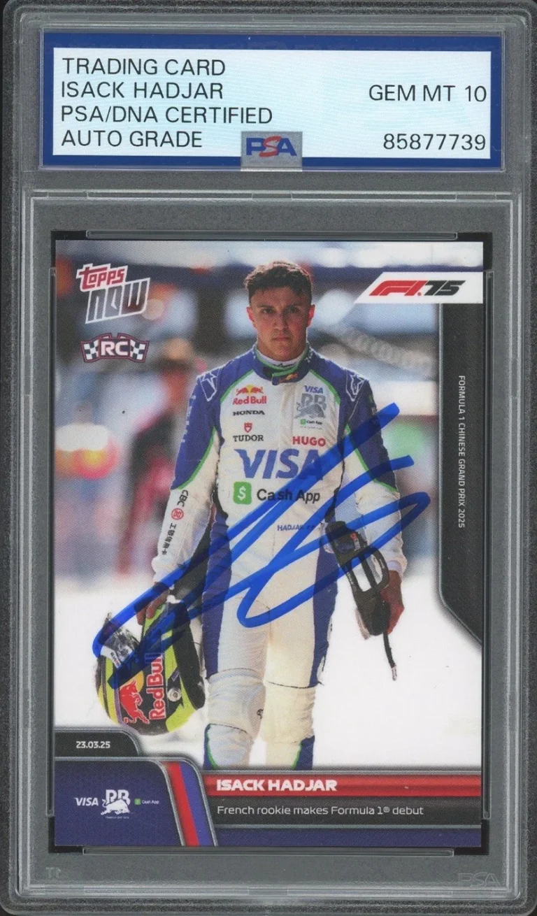 2025 Topps Now Formula 1 #24 Isack Hadjar Signed F1 DEBUT Rookie PSA AUTO 10 RC