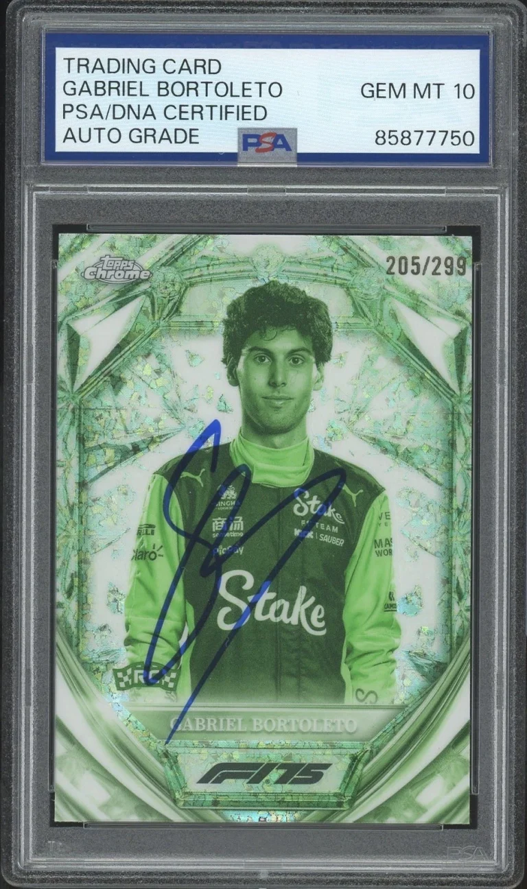 2025 Topps Chrome F1 Gabriel Bortoleto Diamond Night Vision /299 PSA AUTO 10 RC