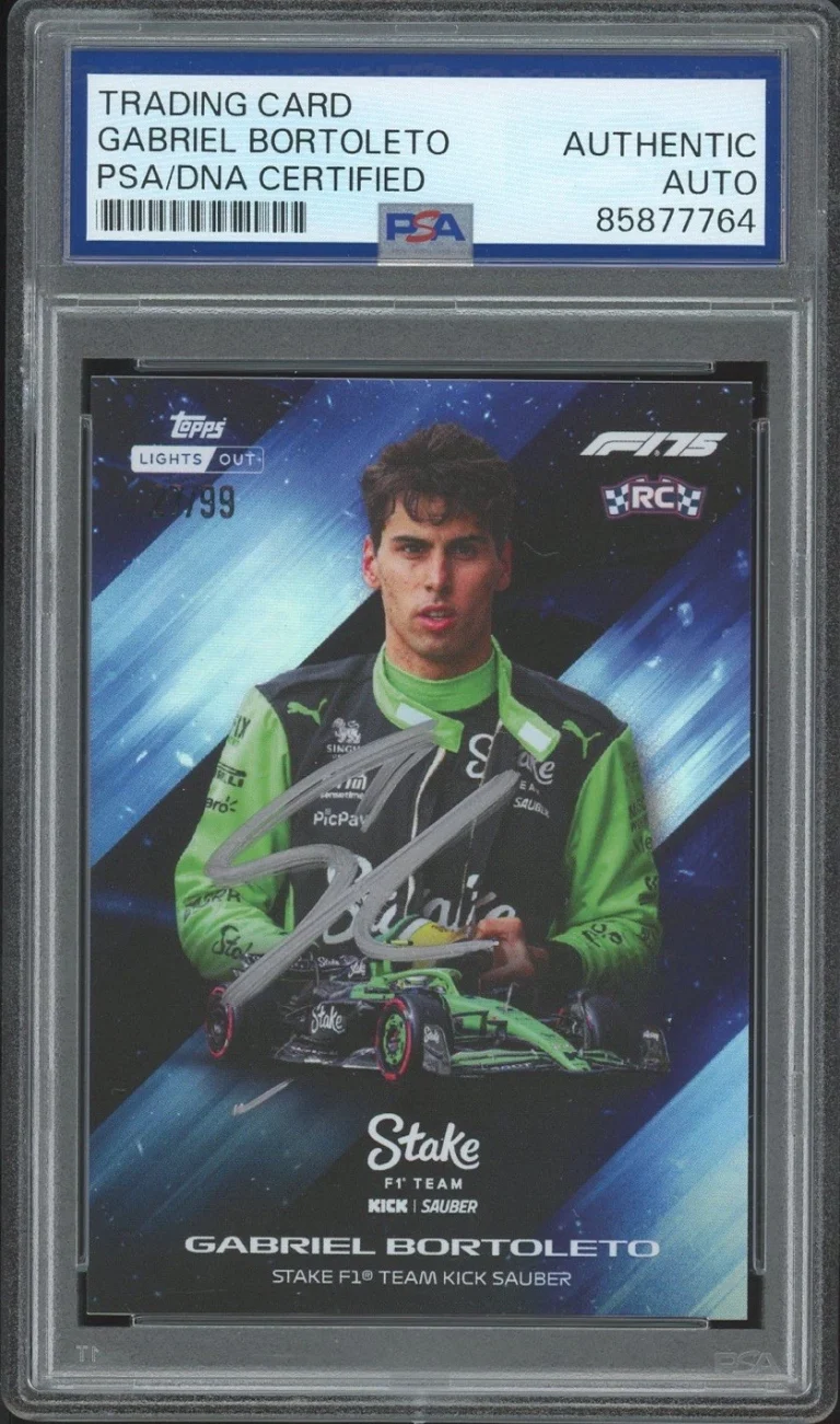 2025 Topps Lights Out F1 Gabriel Bortoleto Bright Future Rookie /99 PSA AUTO RC