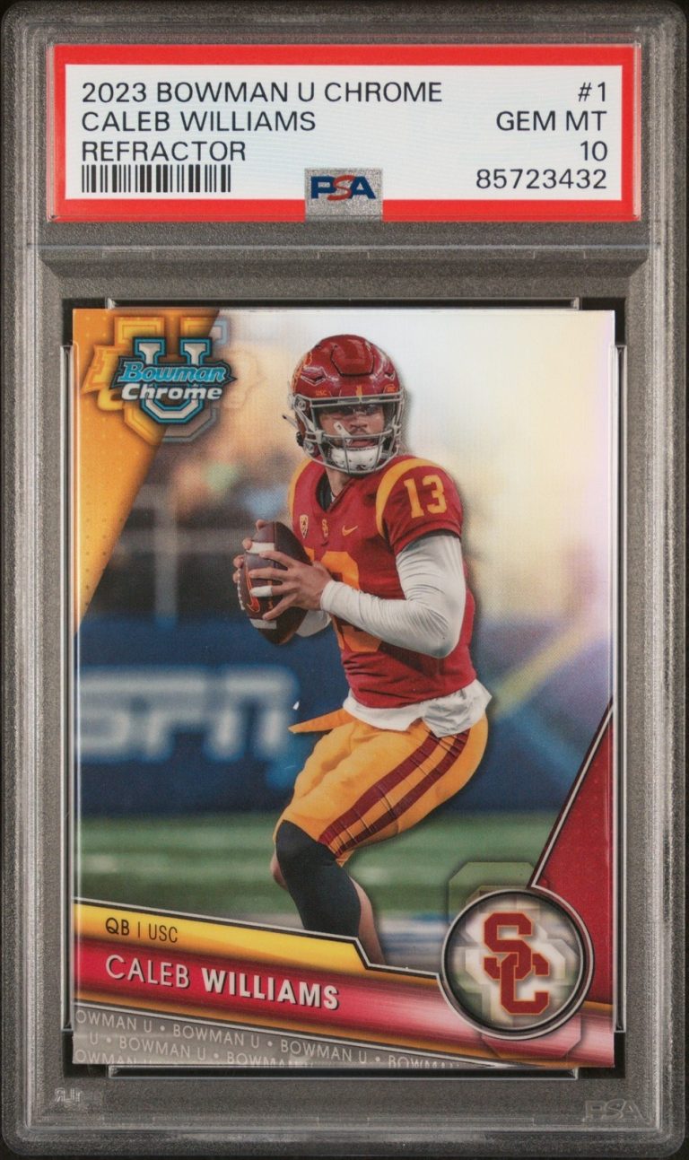 Graded 2023 Bowman U Chrome Caleb Williams #1 Refractor RC Card PSA 10