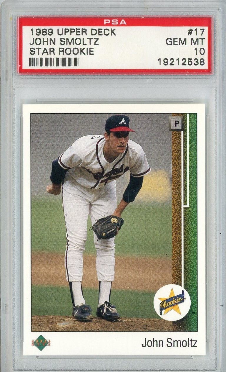 Graded 1989 Upper Deck John Smoltz #17 Star Rookie RC Card PSA 10 Gem