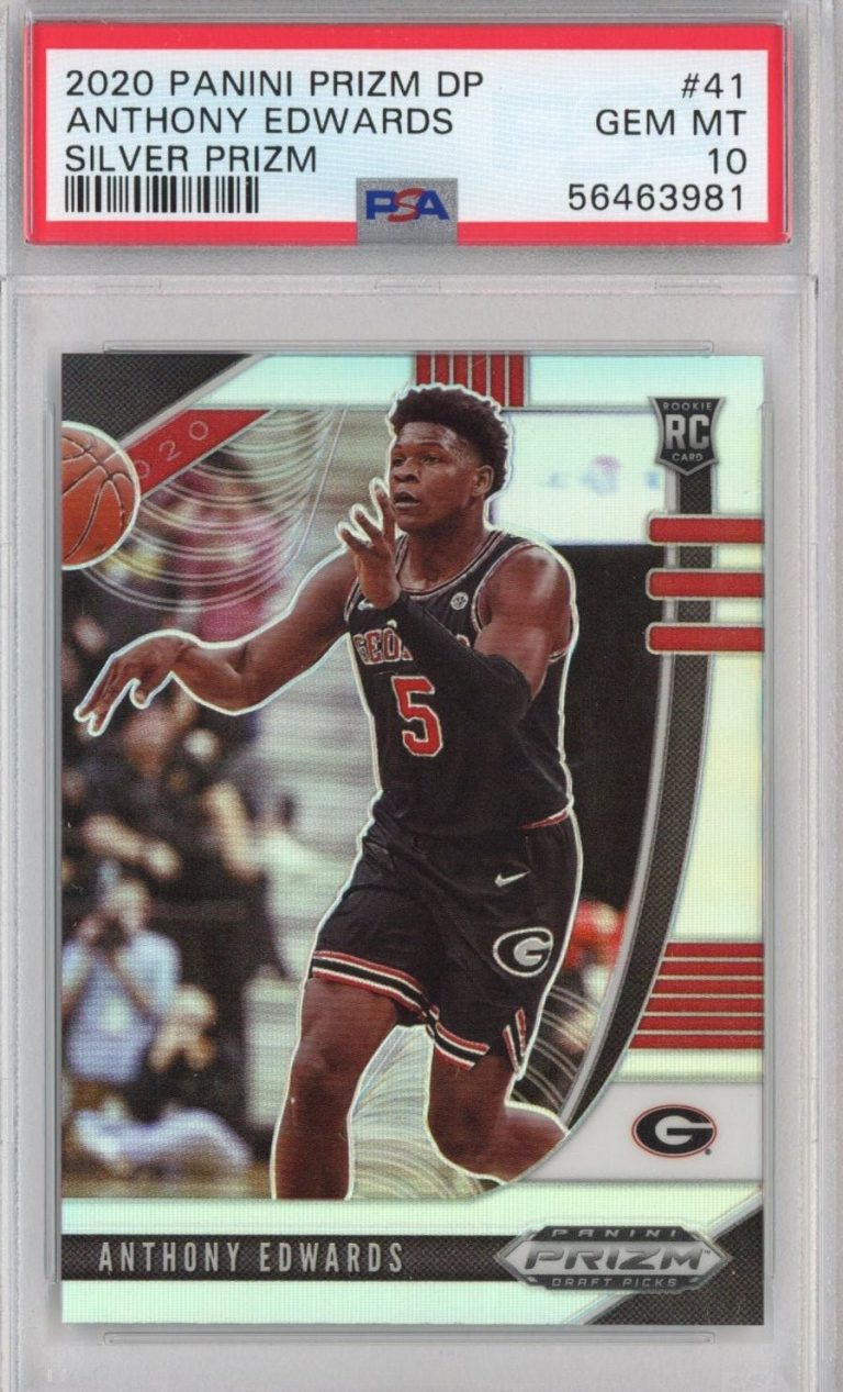 Graded 2020-21 Panini Prizm DP Anthony Edwards 41 Silver Rookie Card PSA 10