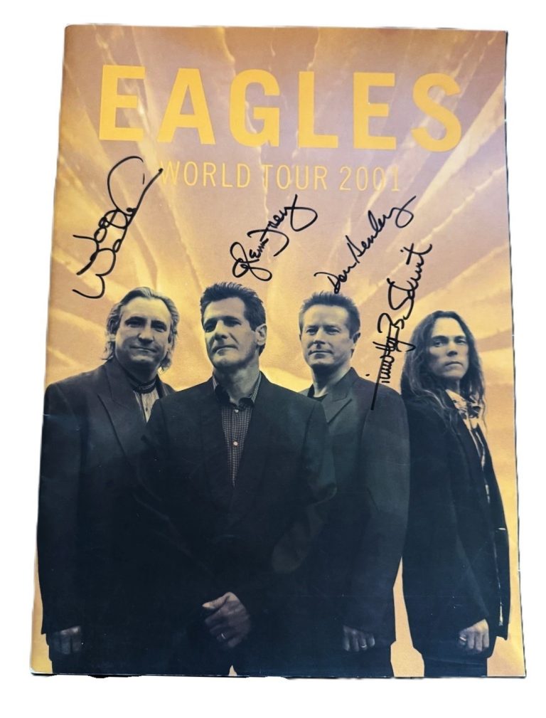 Eagles Group Signed Auto 2001 9x14 Tour Program Walsh Frey Henley Schmit PSA DNA
