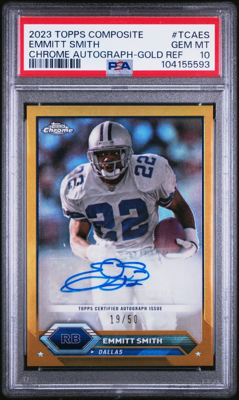 2023 Topps Chrome Gold Refractor #TCAES Emmitt Smith Signed /50 Auto PSA 10