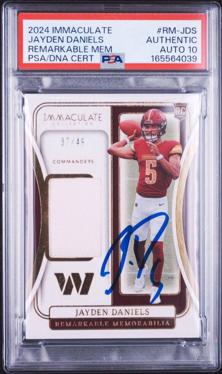 2024 Panini Immaculate Jayden Daniels Rookie Remarkable RPA /49 PSA AUTO 10 RC
