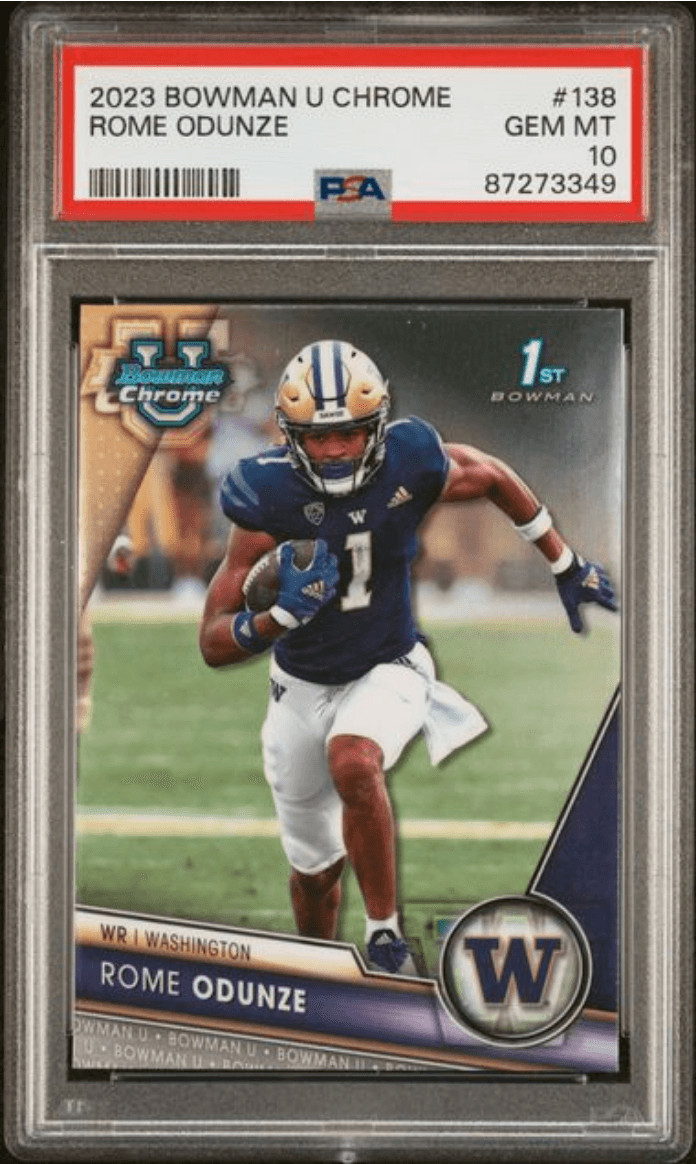 Graded 2023 Bowman U Chrome Rome Odunze #138 Rookie RC Football Card PSA 10