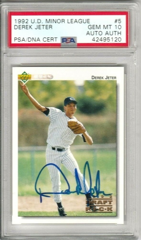 Derek Jeter Signed Auto 1992 Upper Deck Minor League 5 Pre Rookie POP 1 PSA 10