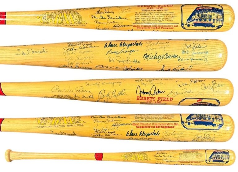 Brooklyn Dodgers Signed Auto Ebbets Field Bat Koufax Reese Drysdale Grad LOA