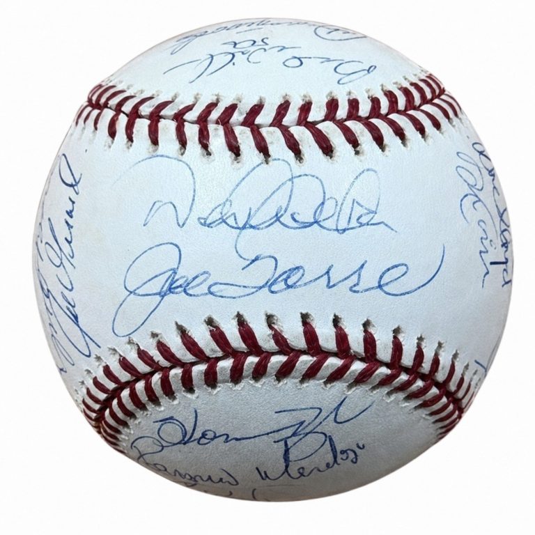 1998 New York Yankees Team Signed Auto World Series Baseball Jeter Beckett BAS