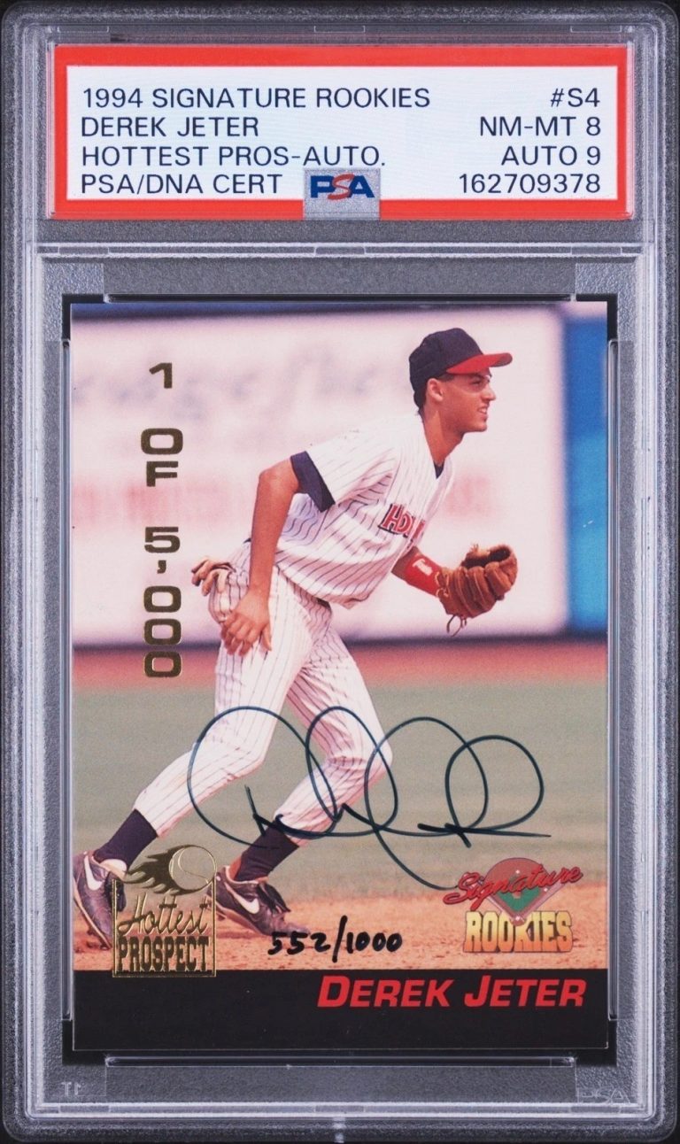 Derek Jeter Signed Auto 1994 Signature Rookies S4 Rookie Card PSA NM 8 Auto 9