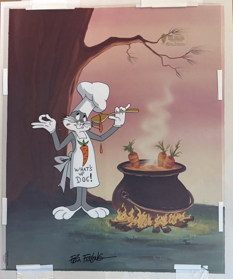 Friz Freleng Signed Auto 1992 Bugs Bunny Rabbit Stew Hand Painted Cel Grad LOA