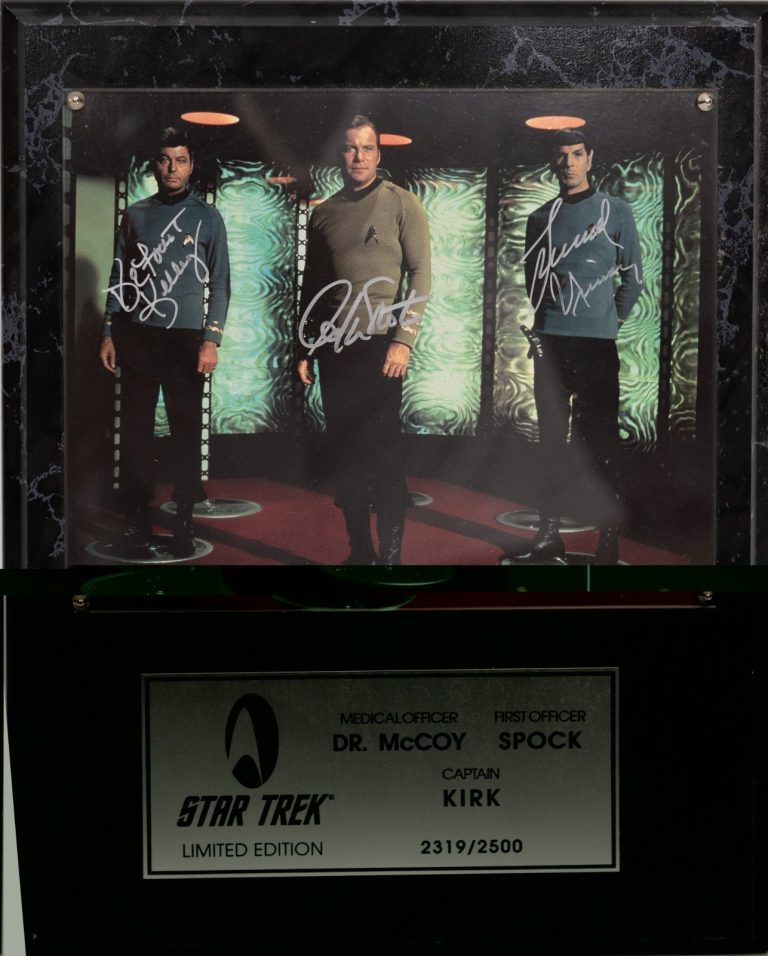 Star Trek Officers Signed Auto 8x10 Photo Nimoy Kelley Shatner LE Grad LOA