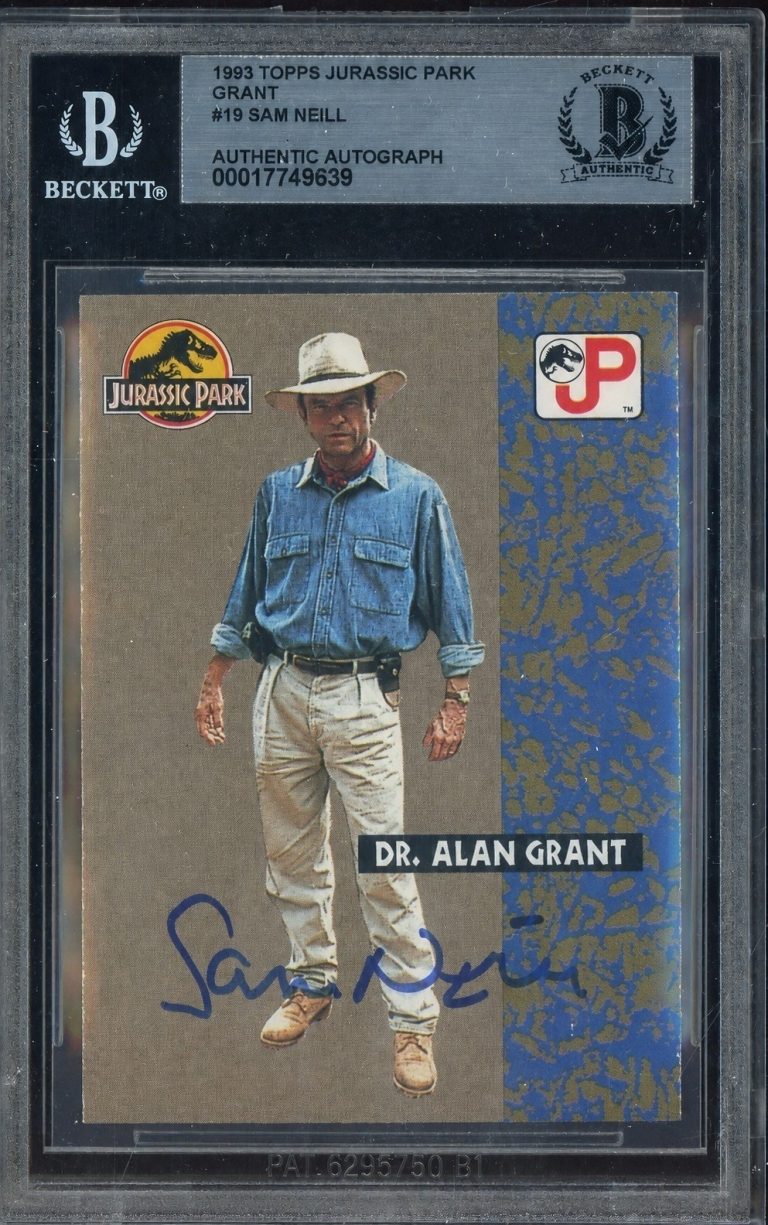 Sam Neill Signed Auto 1993 Topps Jurassic Park Dr Grant Card Beckett BAS
