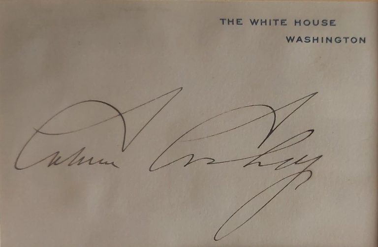Calvin Coolidge Signed Auto White House Card President Near Mint Grad LOA