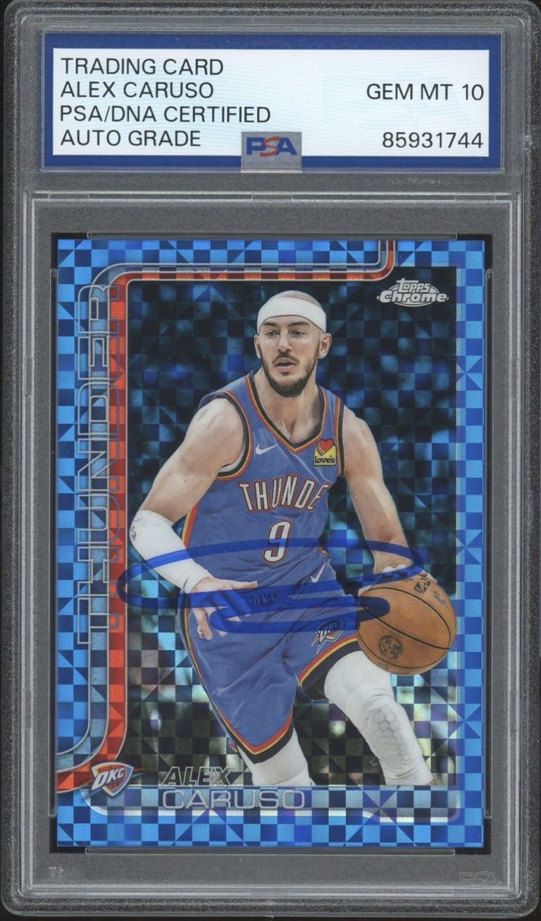 2025 Topps Chrome #170 Alex Caruso Signed Blue X-FRACTOR PSA AUTO 10 OKC THUNDER