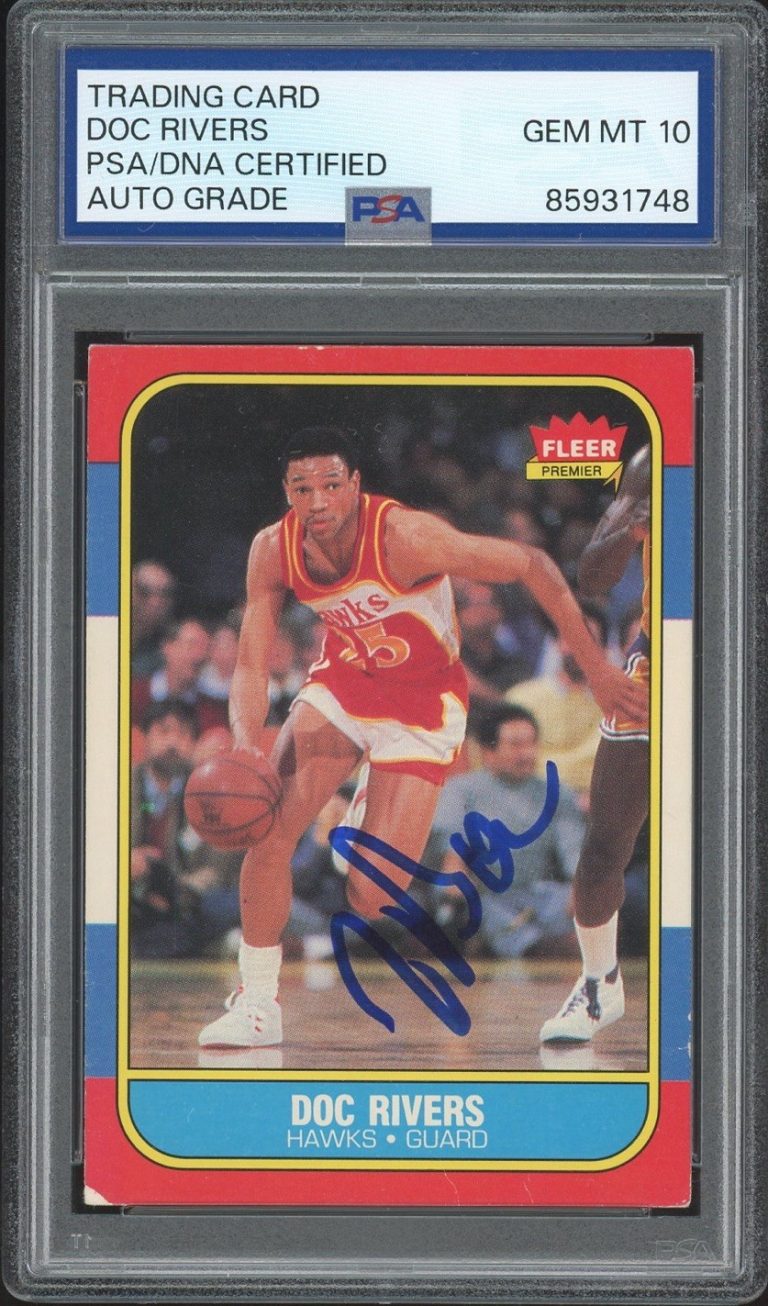 1986 Fleer NBA #91 Doc Rivers Signed Rookie Card PSA AUTO 10 ATLANTA HAWKS RC