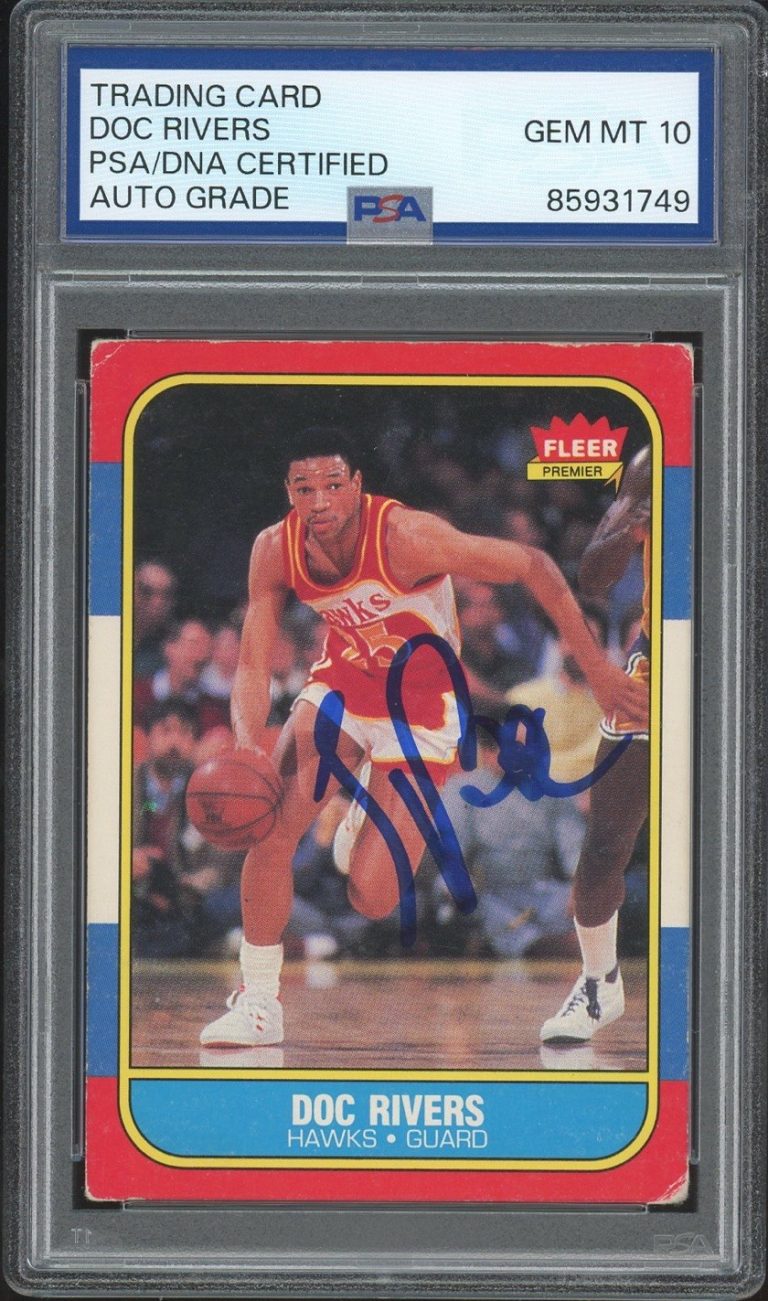 1986 Fleer NBA #91 Doc Rivers Signed Rookie Card PSA AUTO 10 ATLANTA HAWKS RC