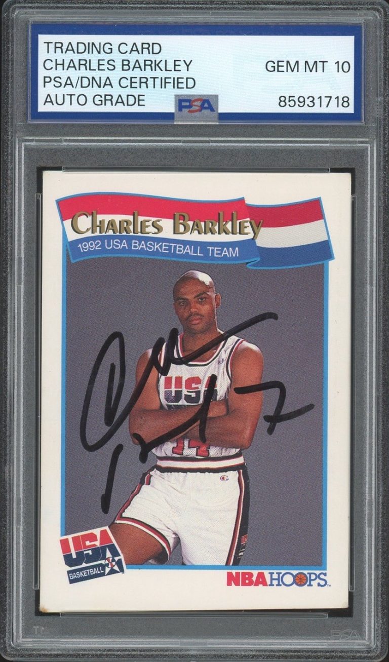 1992 NBA Hoops #51 Charles Barkley Signed USA Dream Team Olympics PSA AUTO 10