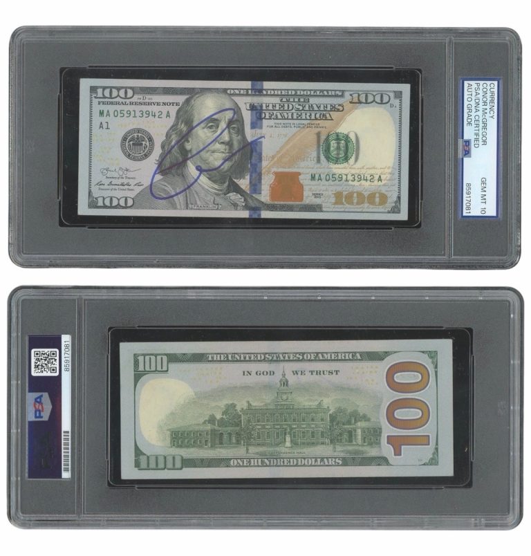 Conor McGregor Signed $100 Bill Money Currency PSA GEM MT 10 AUTO UFC NOTORIOUS