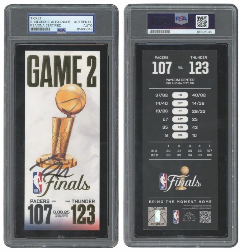 Shai Gilgeous-Alexander Signed 2025 NBA Finals Game 2 Ticket Stub PSA AUTO MVP