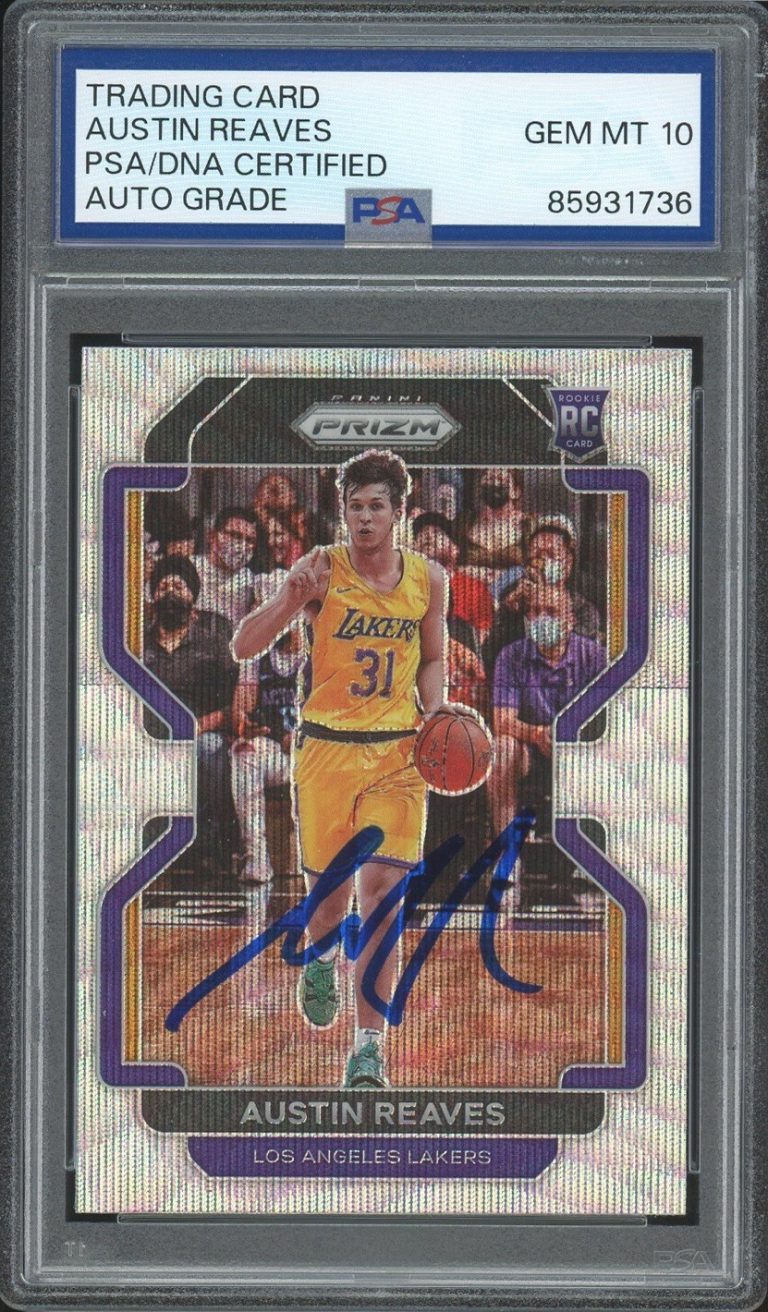2021 Panini Prizm #165 Austin Reaves Signed Silver Wave Rookie Card PSA AUTO 10