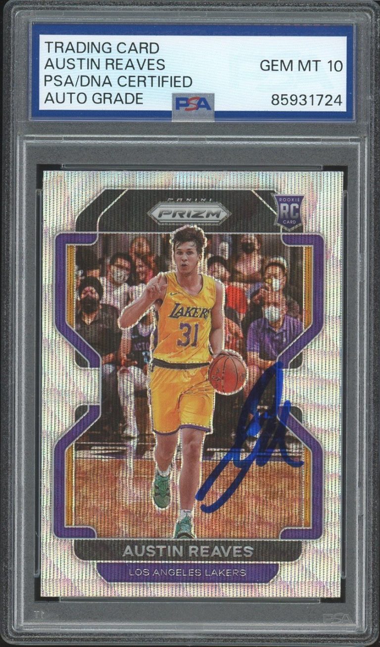 2021 Panini Prizm #165 Austin Reaves Signed Silver Wave Rookie Card PSA AUTO 10