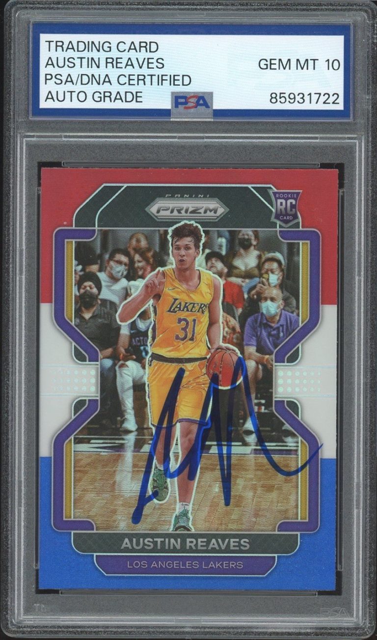2021 Panini Prizm #165 Austin Reaves Signed Red White Blue Rookie PSA AUTO 10 RC