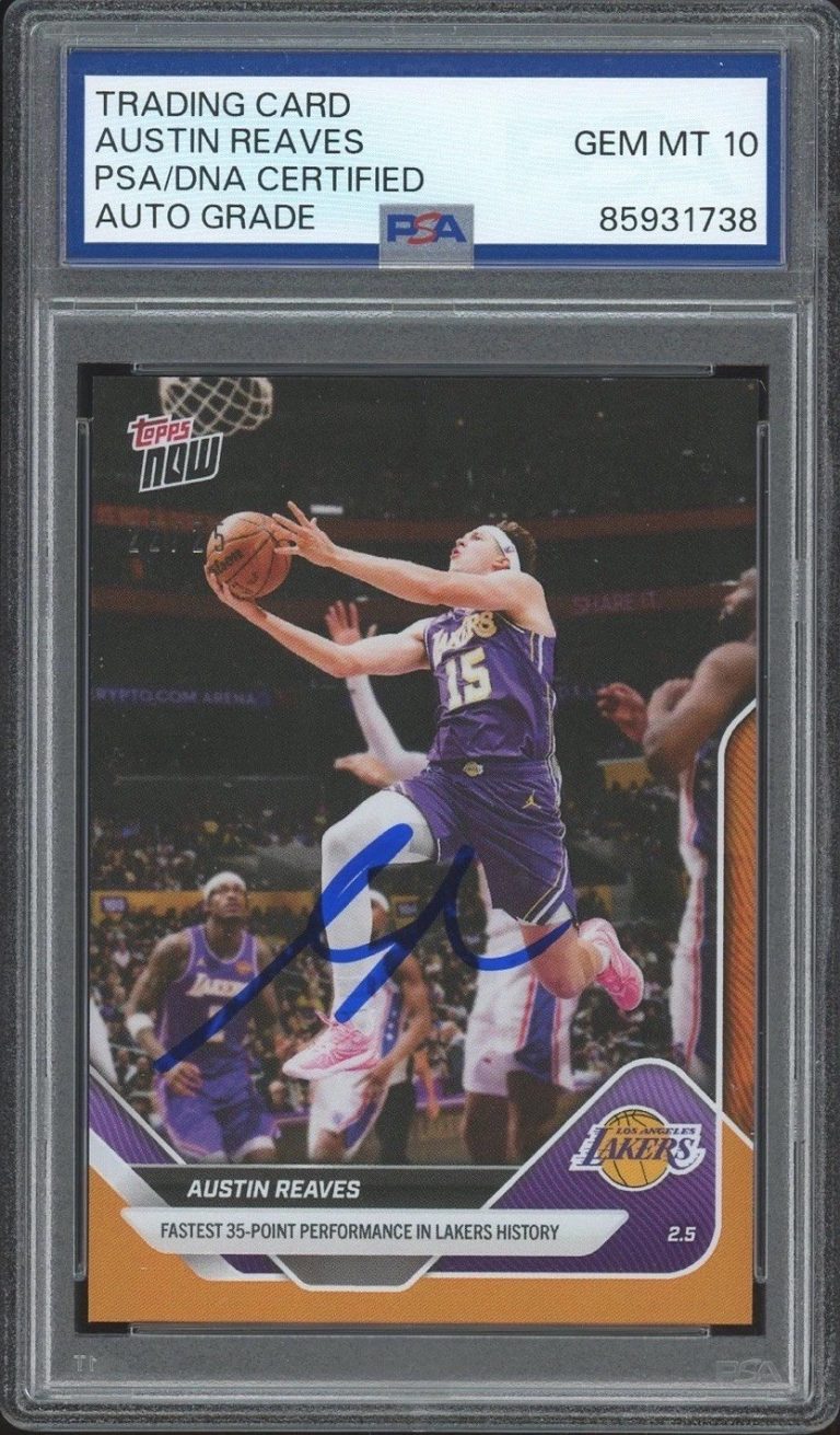 2026 Topps Now NBA #163 Austin Reaves Signed Orange Foil /25 PSA AUTO 10 LAKERS
