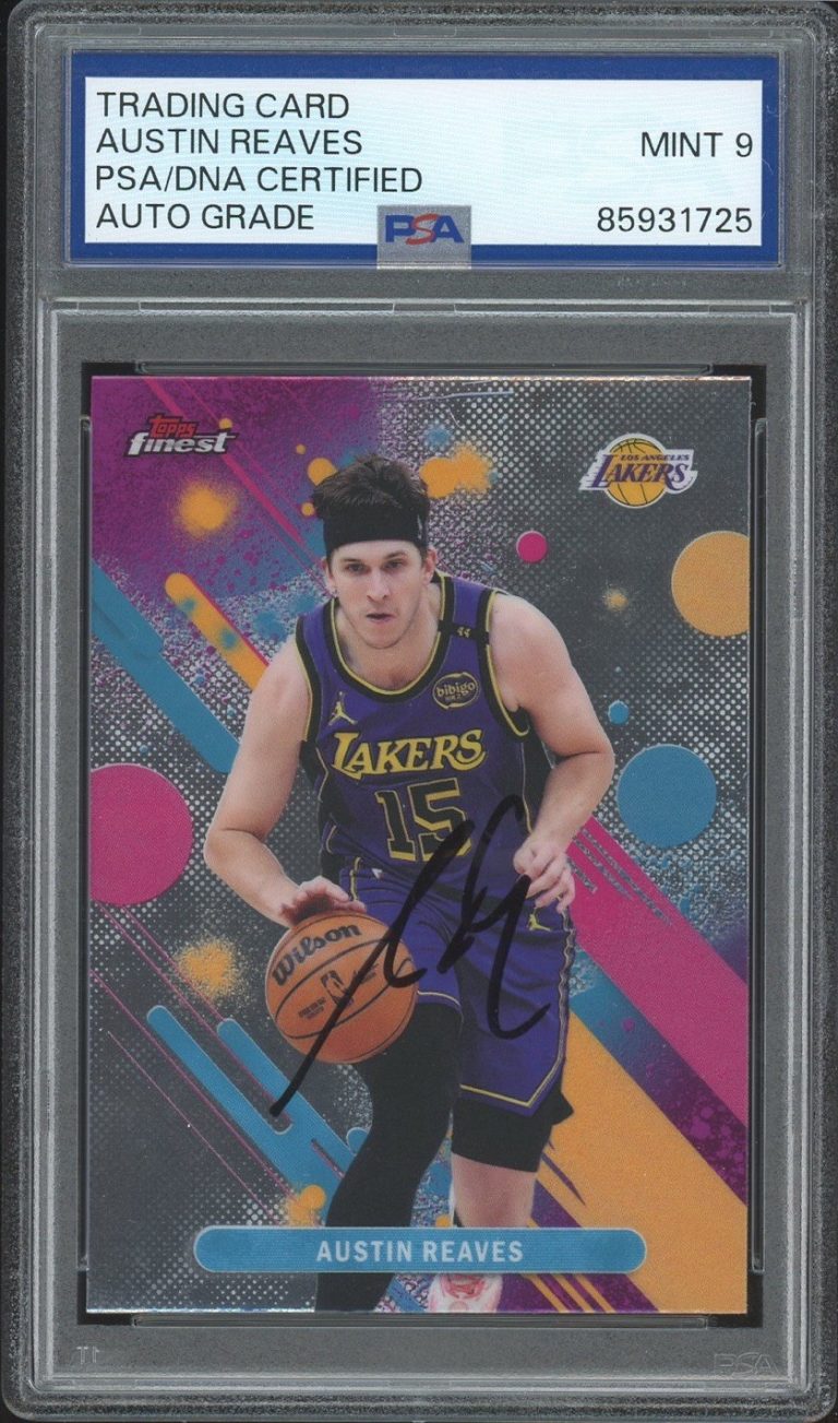 2025-2026 Topps Finest #80 Austin Reaves Signed Card PSA MINT 9 AUTO LA LAKERS