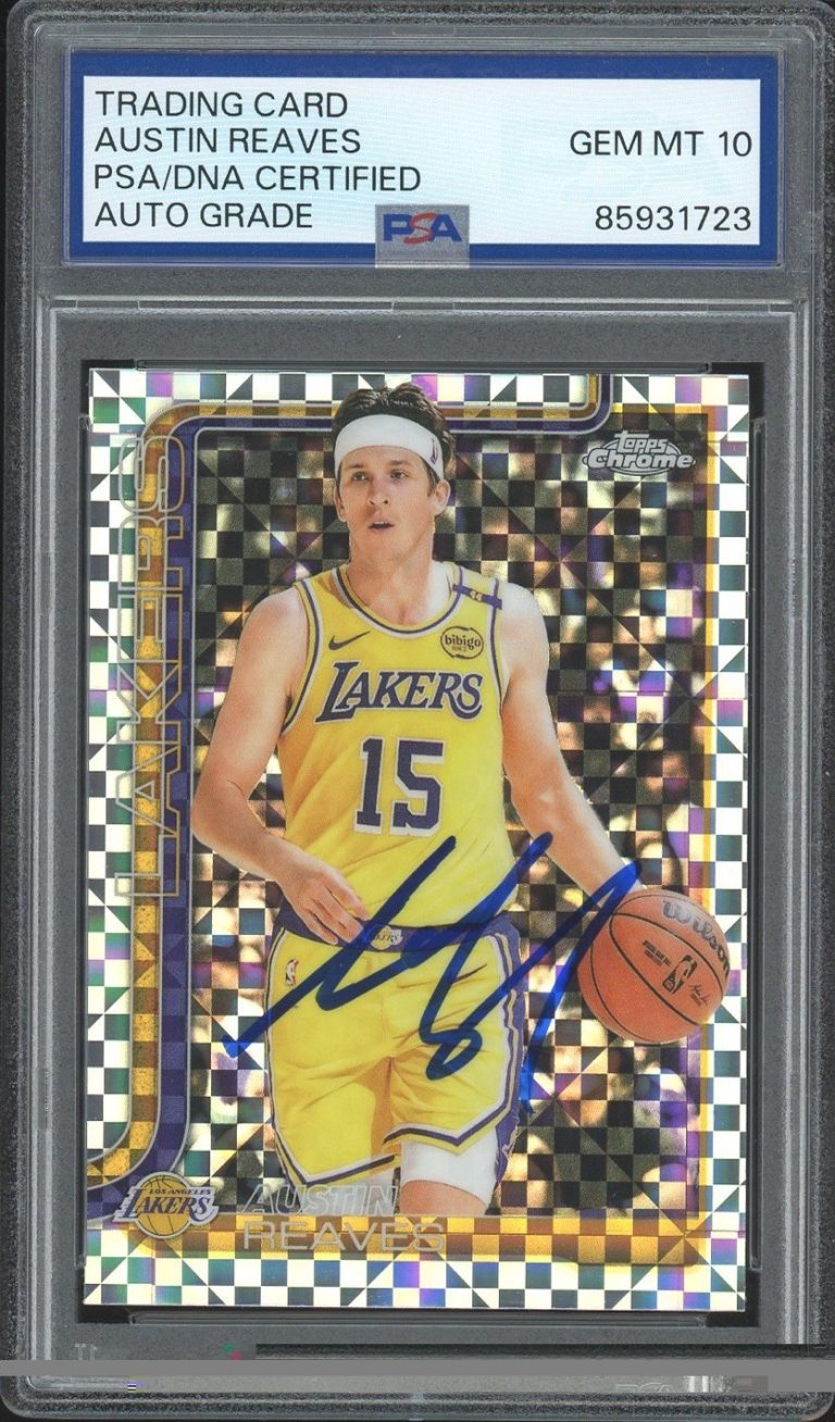 2025-26 Topps Chrome #126 Austin Reaves Signed X-Fractor PSA AUTO 10 LA LAKERS
