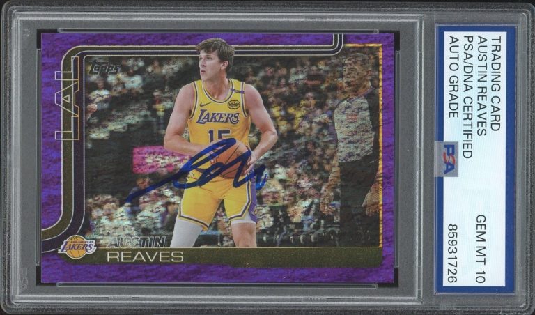 2025 Topps Flagship #151 Austin Reaves Purple Holo Foil /250 PSA AUTO 10 LAKERS