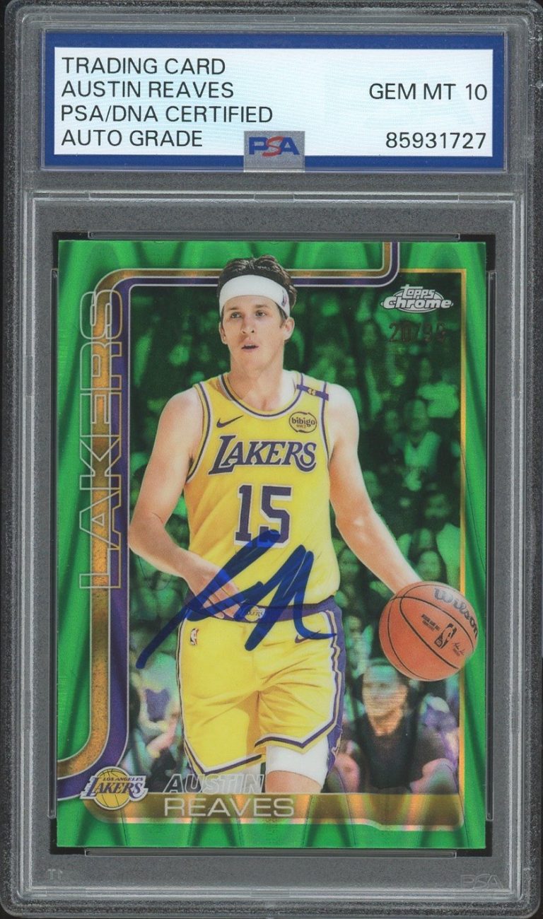 2025-26 Topps Chrome #126 Austin Reaves Green RayWave /99 PSA AUTO 10 LA LAKERS
