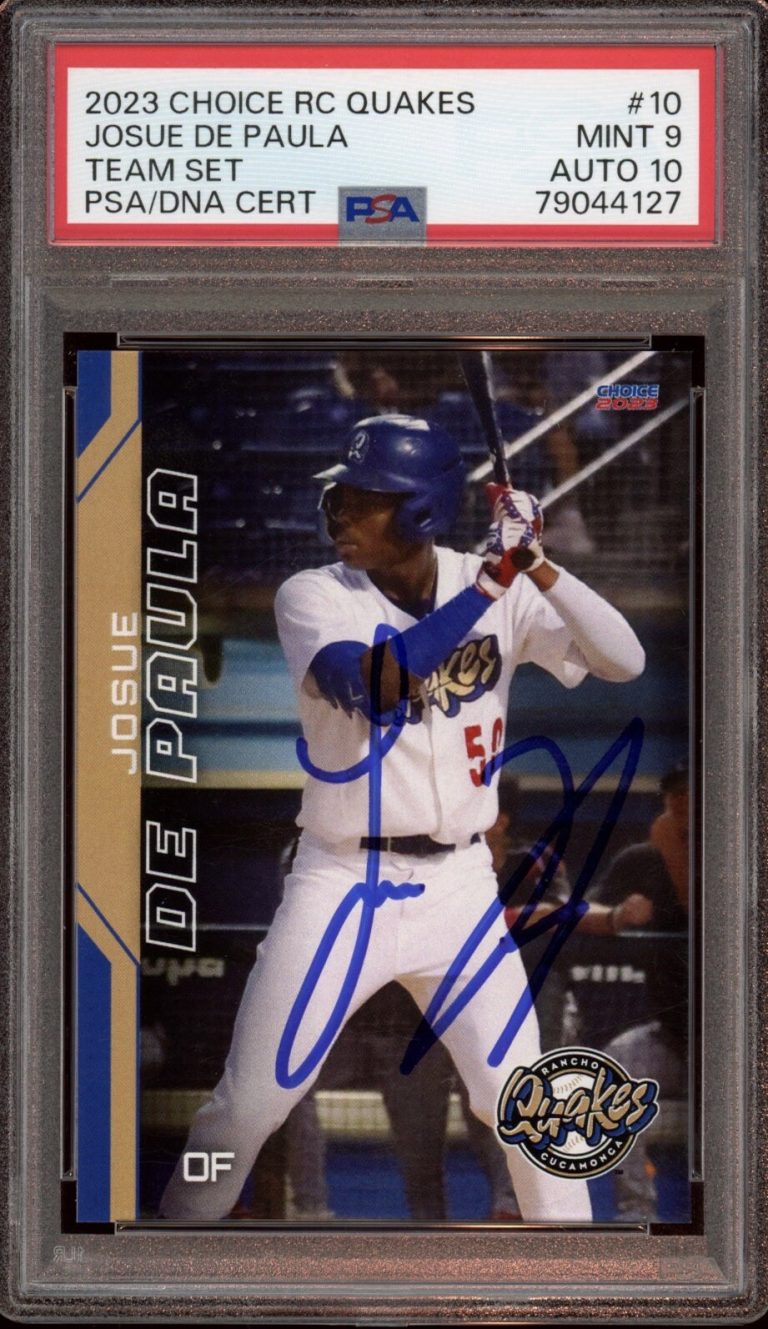 2023 Choice RC Quakes #10 Josue De Paula PSA MINT 9/AUTO 10 LA DODGERS DEBUT