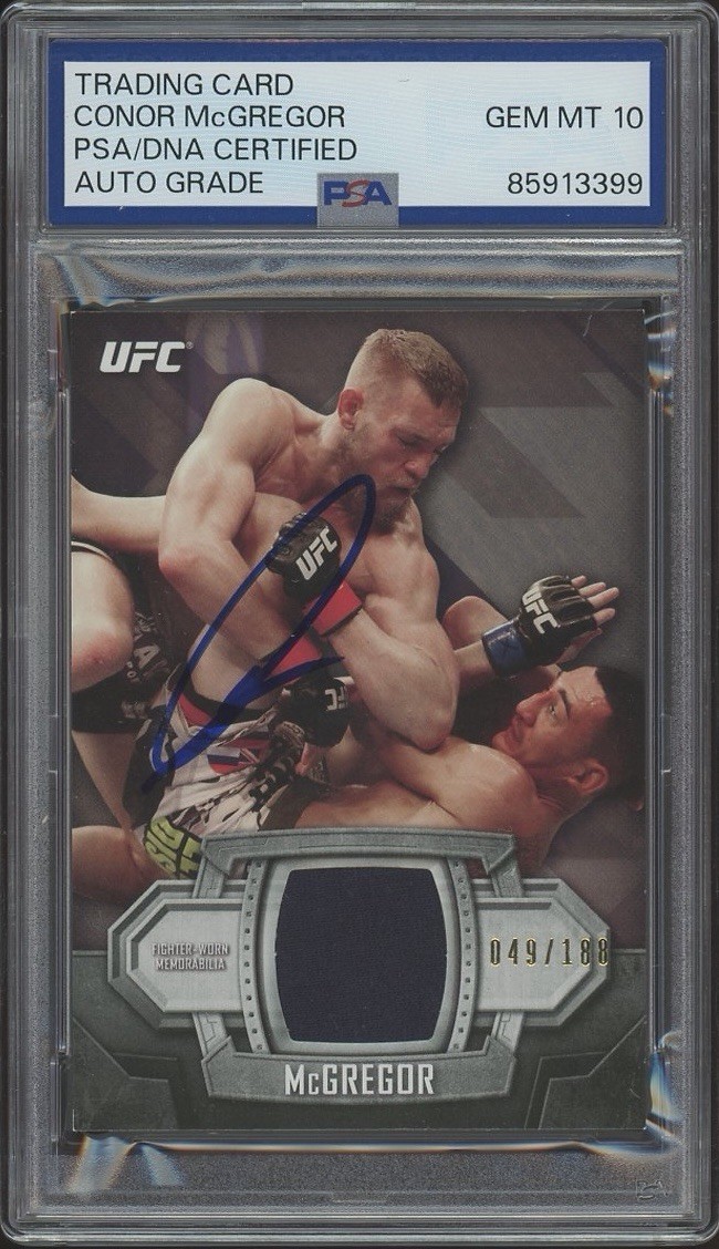 2014 Topps UFC Knockout #KR-CM Conor McGregor Signed Relic /188 PSA/DNA AUTO 10