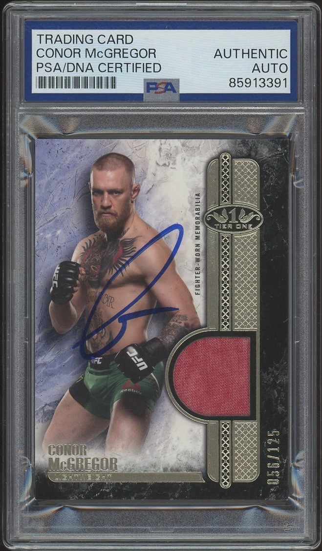 2017 Topps UFC Knockout #T1R-CM Conor McGregor Signed Tier 1 Relic /125 PSA AUTO
