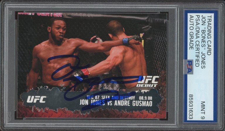 2009 Topps UFC Round 2 #101 JON BONES JONES Signed Rookie Debut PSA MINT 9 AUTO