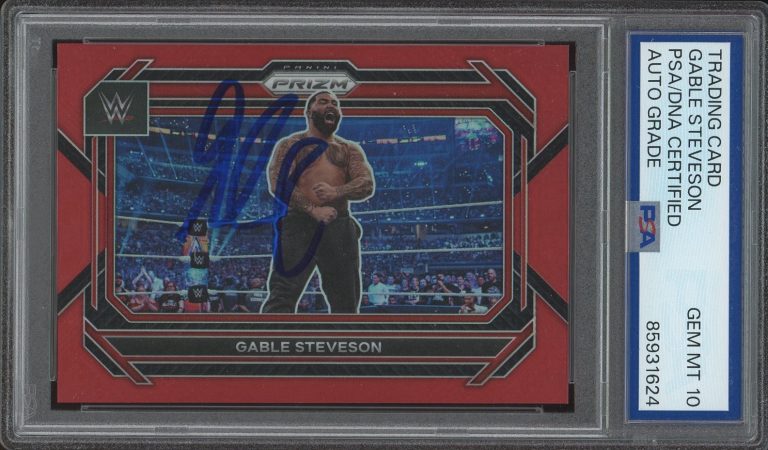2023 Panini Prizm WWE #32 Gable Steveson Signed Red Prizm /299 PSA/DNA AUTO 10