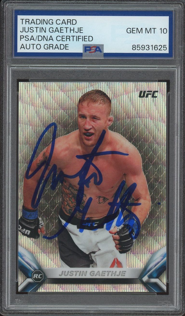 2018 Topps Chrome UFC Justin Gaethje UFC Knockout Wave Rookie /99 PSA AUTO 10 RC