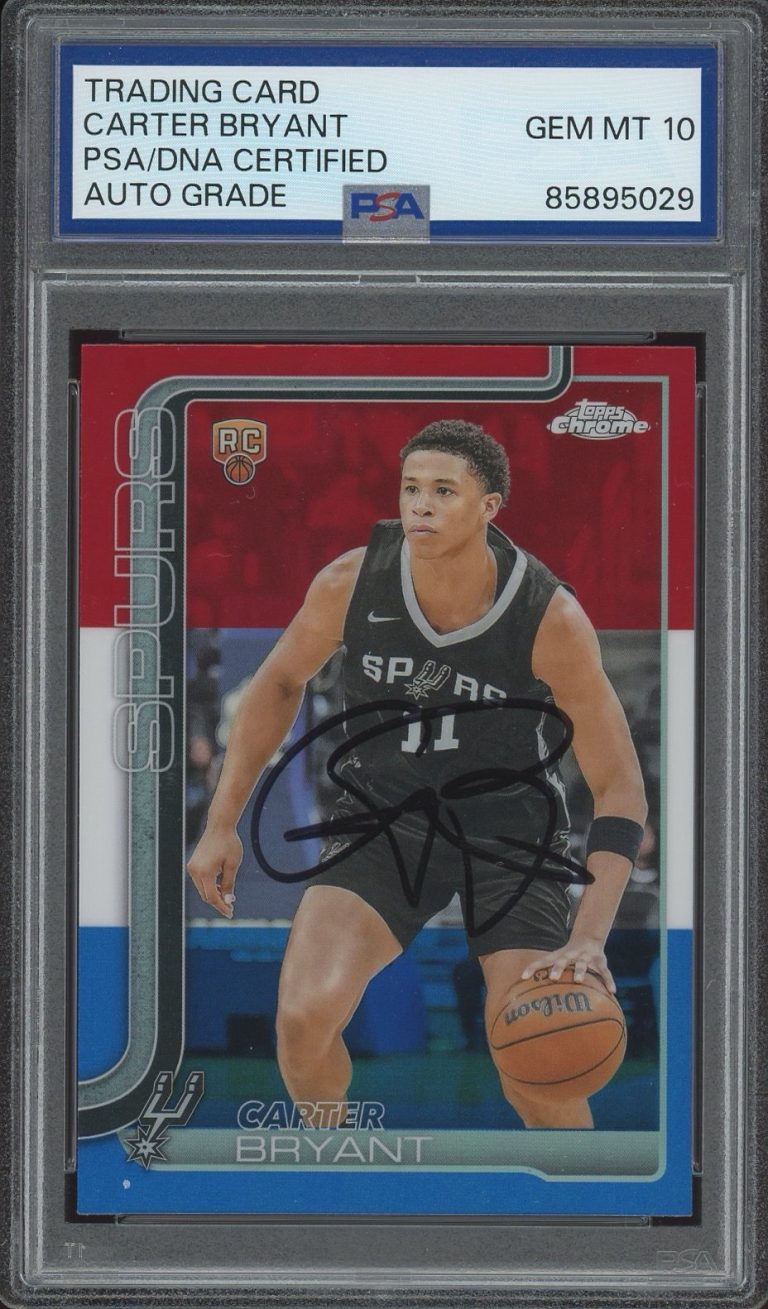 2025 Topps Chrome NBA #264 Carter Bryant Signed Red White & Blue PSA AUTO 10 RC