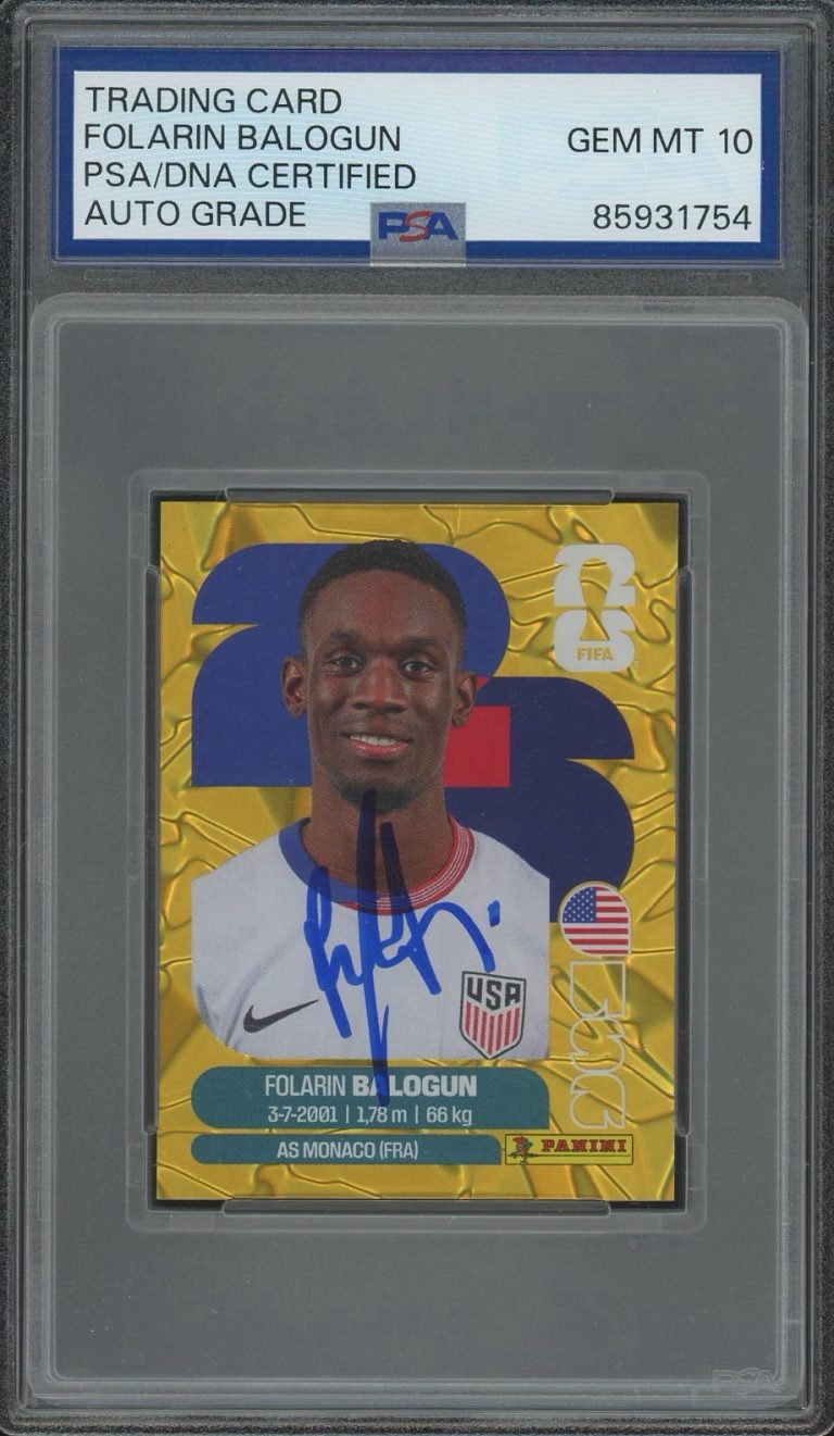 2026 Panini FIFA World Cup Folarin Balogun Signed Gold Crumple PSA AUTO 10 USMNT
