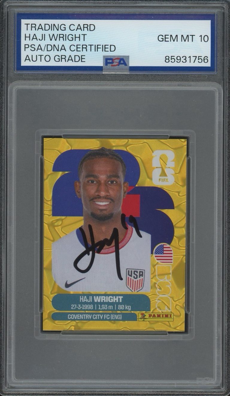2026 Panini FIFA World Cup Haji Wright Signed Gold Crumple PSA AUTO 10 USMNT