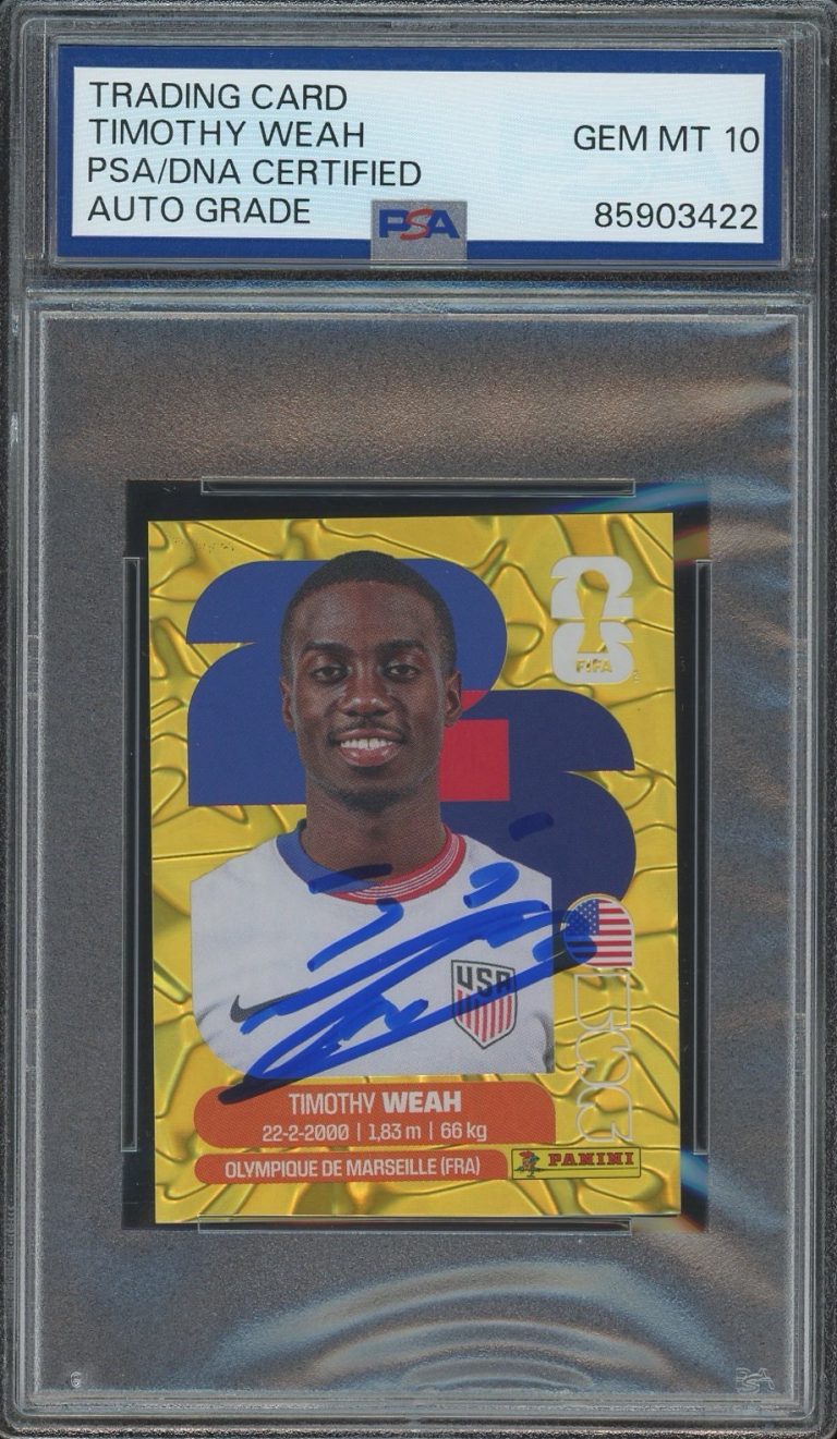 2026 Panini FIFA World Cup Timothy Weah Signed Gold Crumple PSA AUTO 10 USMNT