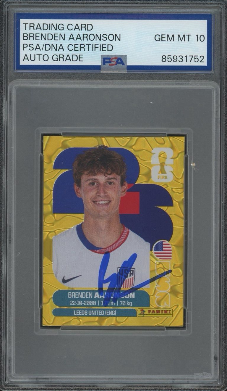 2026 Panini FIFA World Cup Brenden Aaronson Signed Gold Crumple PSA AUTO 10 USA