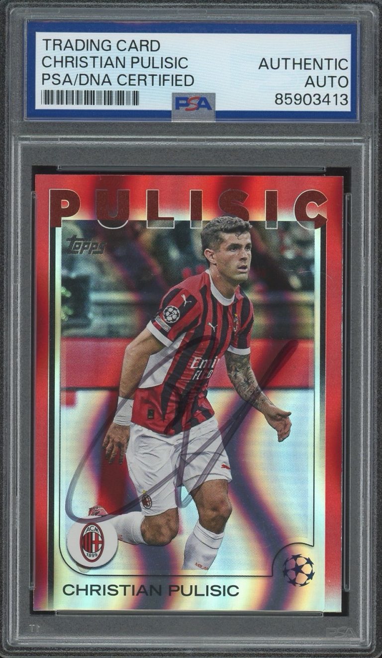 2024-25 Topps UEFA #76 Christian Pulisic Signed Red Lava Mist SSP PSA AUTO MILAN