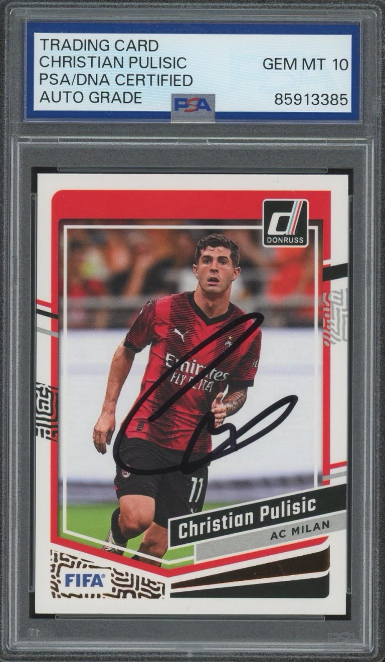 2023-24 Panini Donruss #128 Christian Pulisic Signed AC Milan Card PSA AUTO 10