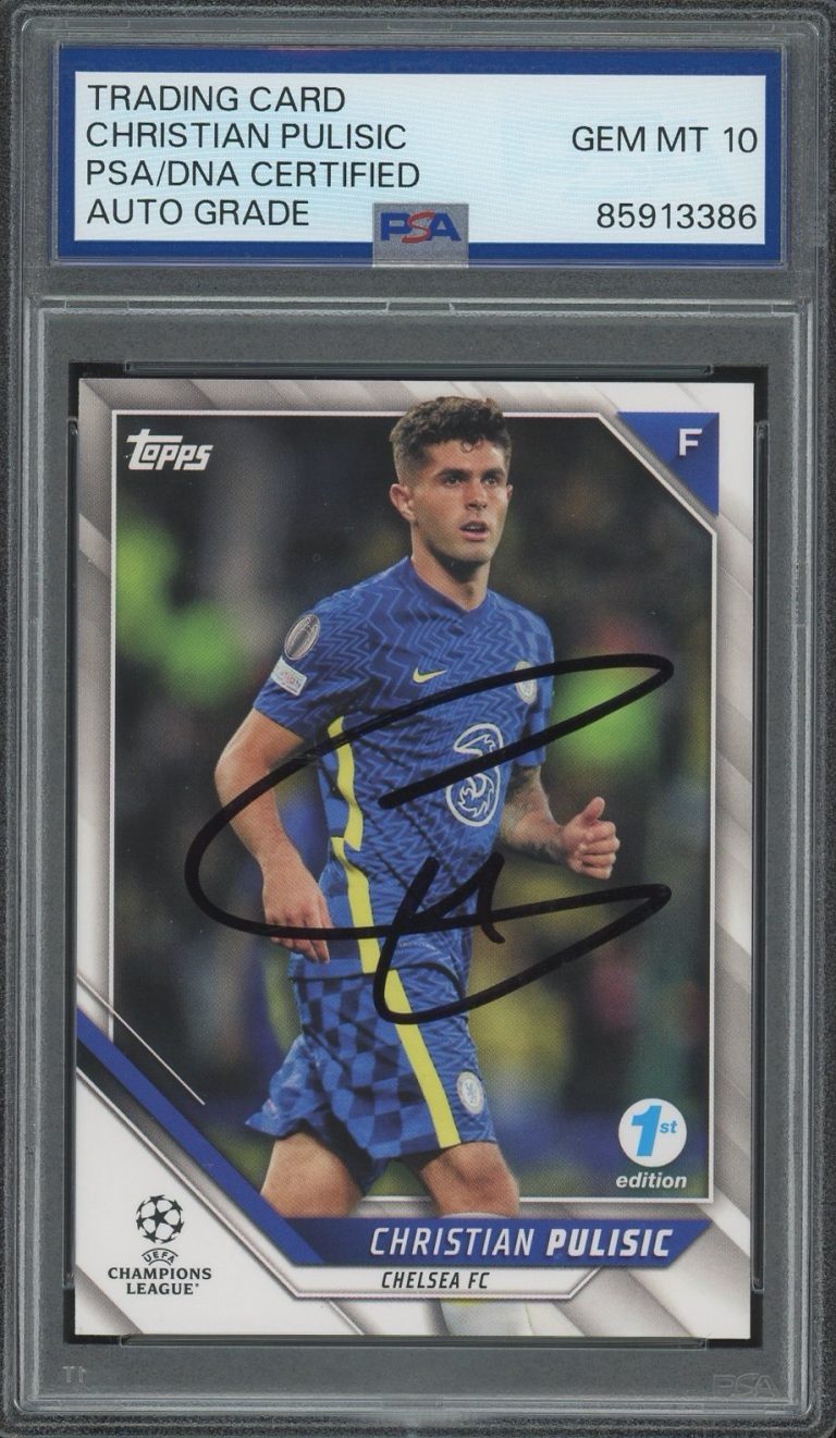 2021-22 Topps UEFA #141 Christian Pulisic Signed 1st Edition PSA AUTO 10 CHELSEA