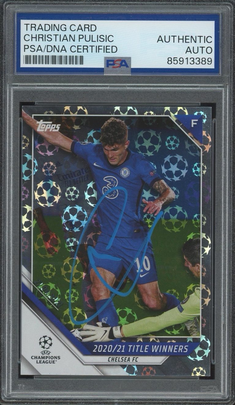 2021-22 Topps UEFA #81 Christian Pulisic Signed Title Winners Starball PSA AUTO