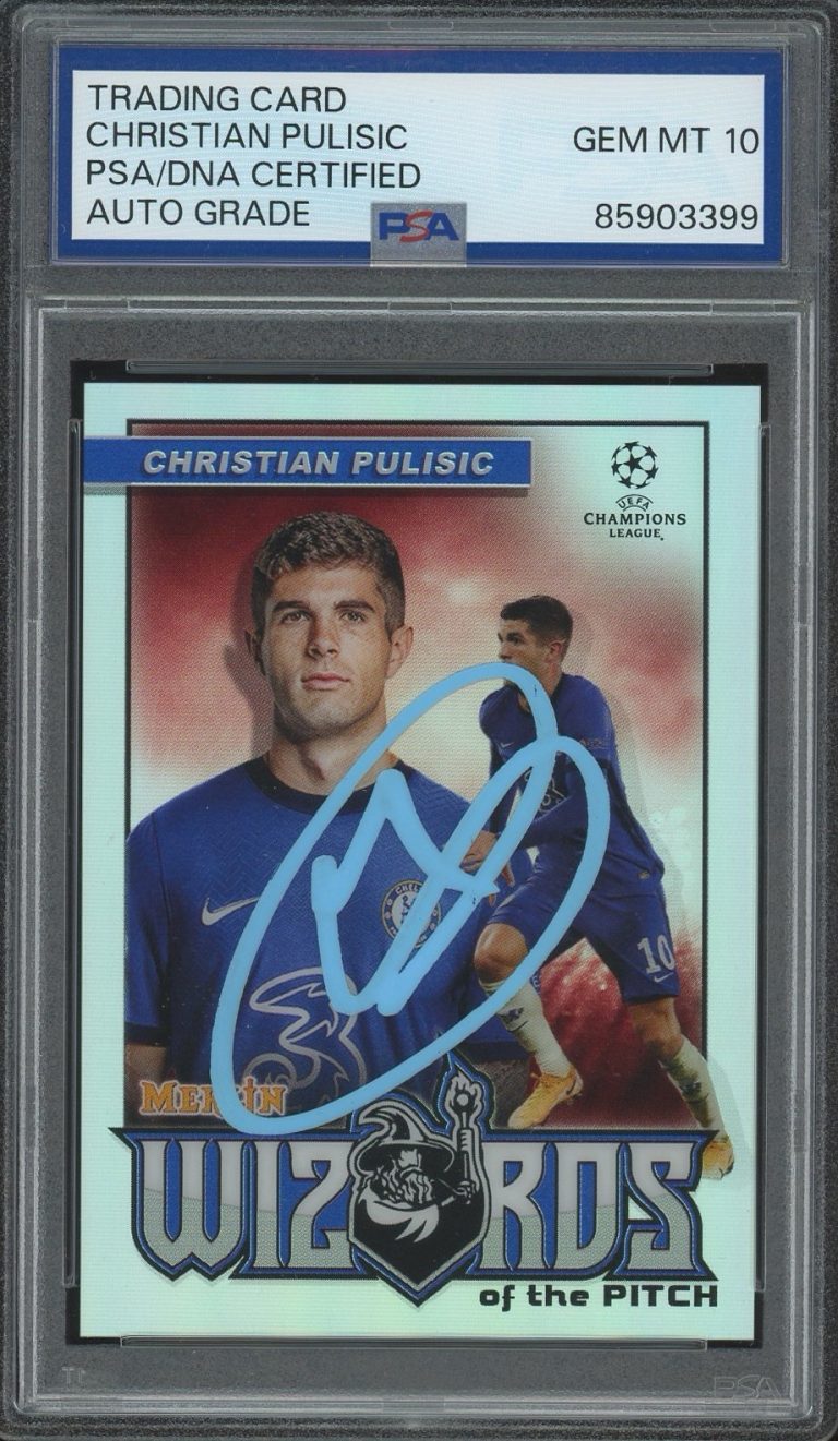 2020-21 Topps Chrome UEFA Christian Pulisic Wizards Of The Pitch PSA AUTO 10