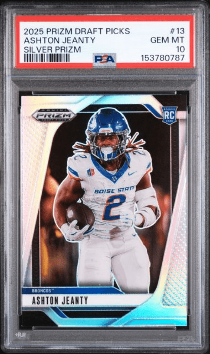 Graded 2025 Prizm DP Ashton Jeanty #13 Silver Rookie Football Card PSA 10